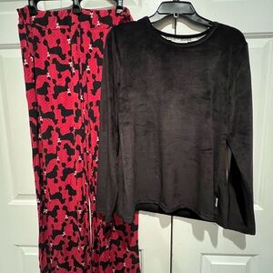 SOMA ❤️🖤 Poodle PJ Pants w Pockets & SOFT Black Long Sleeve BEARPAW Top